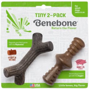 Benebone Bacon Flavored Zaggler Tough Dog Chew Toy, Tiny, 2 count Sale