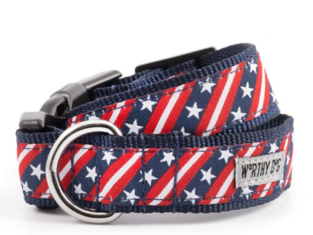 The Worthy Dog Bias Stars and Stripes Dog Collar For Sale