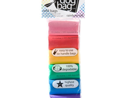 Doggie Walk Handle Bags Rainbow Designer Bags on a Roll Pack of 6 rolls For Sale