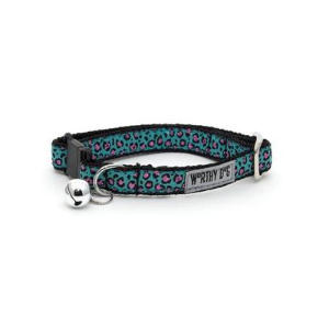 The Worthy Dog Cheetah Teal Cat Collar Discount