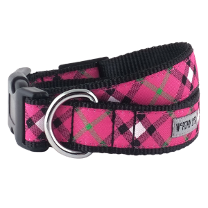 The Worthy Dog Bias Plaid Hot PInk Dog Collar Sale